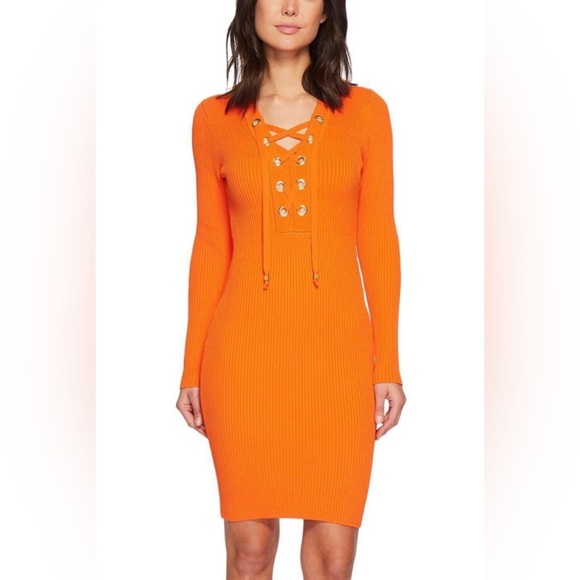 🌟NWOT Sexy Siren Orange Knit Bodycon Dress - Picture 6 of 6